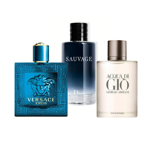 Perfume Versace Eros + Dior Sauvage + Armani Acqua Di Gio