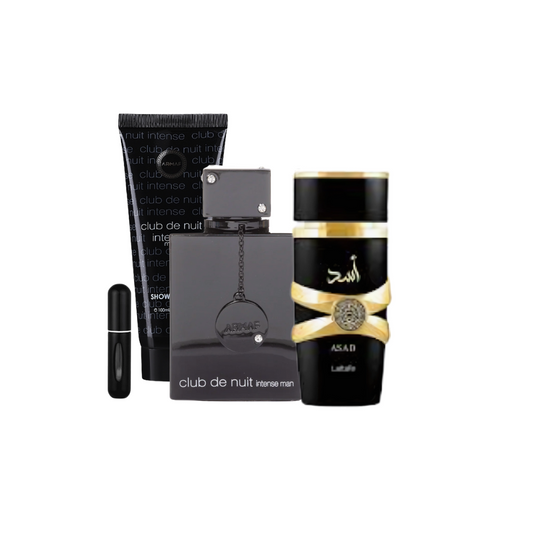 Intense Shower Gel + Club De Nuit Intense + Asad Lattafa + Perfumero